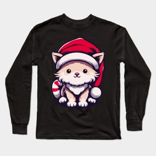 Cute Santa Cat Long Sleeve T-Shirt